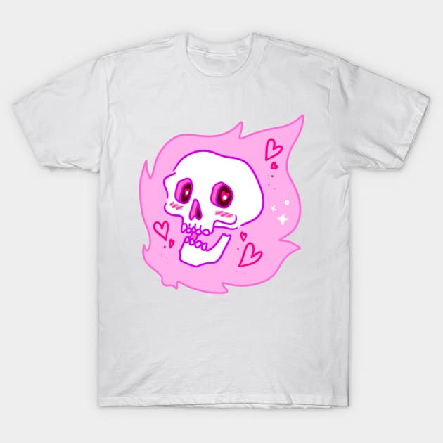 Pink Flame Skull T-Shirt by saradaboru